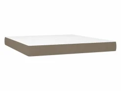 Clicnbuy Cama box spring colchón y luces LED tela gris taupe 180x200 cm Outlet