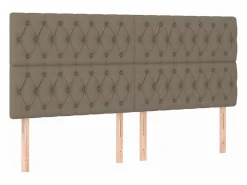 Clicnbuy Cama box spring colchón y luces LED tela gris taupe 180x200 cm Outlet