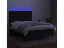 Cama box spring colchón y luces LED tela negro 140x190 cm^Clicnbuy Sale