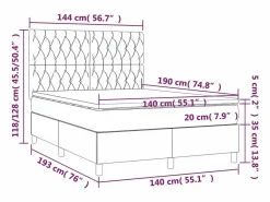 Cama box spring colchón y luces LED tela negro 140x190 cm^Clicnbuy Sale