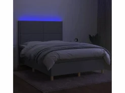 Clicnbuy Cama box spring colchón y luces LED tela gris claro 140x190 cm Hot