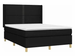 Clicnbuy Somier - 140X190Cm|Cama box spring colchón y luces LED tela negro 140x190 cm
