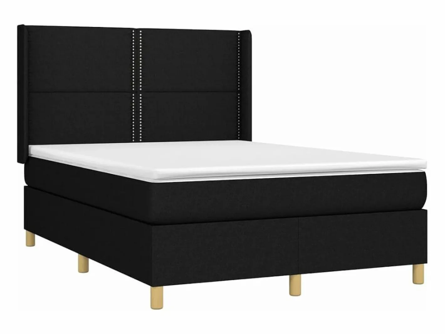 Clicnbuy Somier - 140X190Cm|Cama box spring colchón y luces LED tela negro 140x190 cm