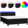 Cama box spring colchón y luces LED tela negro 140x190 cm^Clicnbuy Clearance