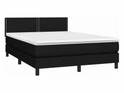 Cama box spring colchón y luces LED tela negro 140x190 cm^Clicnbuy Clearance