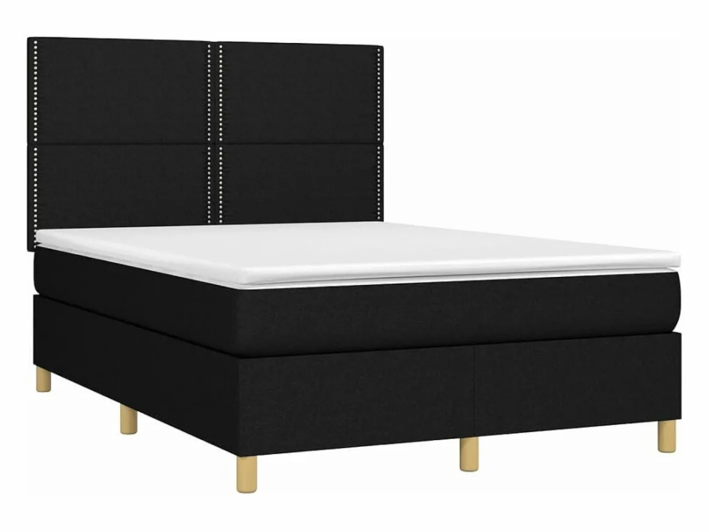 Cama box spring colchón y luces LED tela negro 140x190 cm^Clicnbuy Clearance