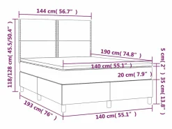 Cama box spring colchón y luces LED tela negro 140x190 cm^Clicnbuy Clearance