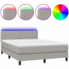 Clicnbuy Cama box spring colchón y luces LED tela gris claro 140x190 cm Best