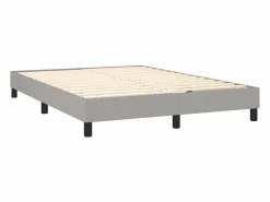 Clicnbuy Cama box spring colchón y luces LED tela gris claro 140x190 cm Best