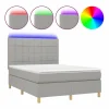 Cama box spring colchón y luces LED tela gris claro 140x190 cm^Clicnbuy Clearance
