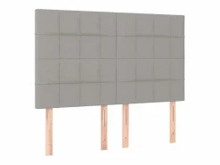 Cama box spring colchón y luces LED tela gris claro 140x190 cm^Clicnbuy Clearance