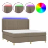 Cama box spring colchón y luces LED tela gris taupe 180x200 cm^Clicnbuy New