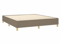 Cama box spring colchón y luces LED tela gris taupe 180x200 cm^Clicnbuy New