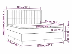 Cama box spring colchón y luces LED tela gris taupe 180x200 cm^Clicnbuy New