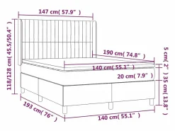 Clicnbuy Cama box spring colchón y luces LED tela crema 140x190 cm