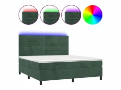 Cama box spring colchón y LED terciopelo oscuro 160x200cm^Clicnbuy Outlet