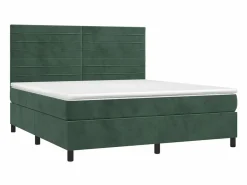 Cama box spring colchón y LED terciopelo oscuro 160x200cm^Clicnbuy Outlet