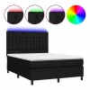 Clicnbuy Somier - 140X190Cm|Cama box spring colchón y luces LED tela negro 140x190 cm