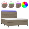 Clicnbuy Somier - 180X200Cm|Cama box spring colchón y luces LED tela gris taupe 180x200 cm