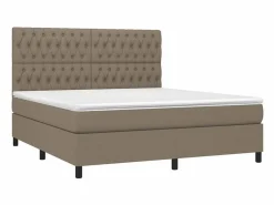 Clicnbuy Somier - 180X200Cm|Cama box spring colchón y luces LED tela gris taupe 180x200 cm