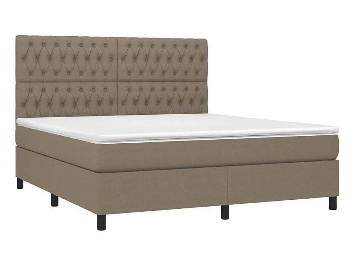 Clicnbuy Somier - 180X200Cm|Cama box spring colchón y luces LED tela gris taupe 180x200 cm