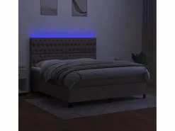 Clicnbuy Somier - 180X200Cm|Cama box spring colchón y luces LED tela gris taupe 180x200 cm