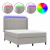 Clicnbuy Somier Tapizado|Somier - 140X190Cm|Cama box spring colchón y luces LED tela gris claro 140x190 cm