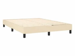 Clicnbuy Cama box spring colchón y luces LED tela crema 140x190 cm Hot