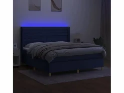 Clicnbuy Somier - 180X200Cm|Cama box spring colchón y luces LED tela azul 180x200 cm