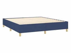 Clicnbuy Somier - 180X200Cm|Cama box spring colchón y luces LED tela azul 180x200 cm