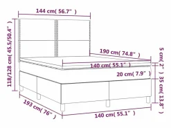 Clicnbuy Cama box spring colchón y luces LED tela crema 140x190 cm Sale