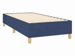 Clicnbuy Somier - 90X190Cm|Cama box spring colchón y luces LED tela azul 90x190 cm