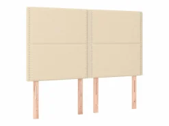 Clicnbuy Somier - 140X190Cm|Cama box spring colchón y luces LED tela crema 140x190 cm