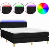 Clicnbuy Somier Tapizado|Somier - 140X190Cm|Cama box spring colchón y luces LED tela negro 140x190 cm