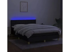 Clicnbuy Somier Tapizado|Somier - 140X190Cm|Cama box spring colchón y luces LED tela negro 140x190 cm