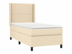 Clicnbuy Somier - 90X190Cm|Cama box spring colchón y luces LED tela color crema 90x190 cm