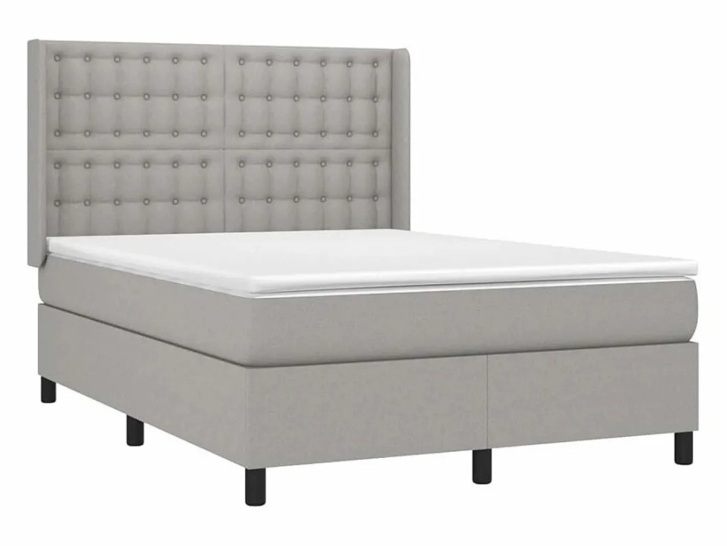 Clicnbuy Somier - 140X190Cm|Cama box spring colchón y luces LED tela gris claro 140x190 cm