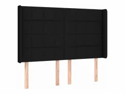 Clicnbuy Cama box spring colchón y luces LED tela negro 140x190 cm