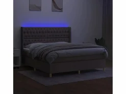 Cama box spring colchón y luces LED tela gris taupe 180x200 cm^Clicnbuy Clearance