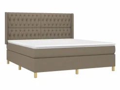 Cama box spring colchón y luces LED tela gris taupe 180x200 cm^Clicnbuy Clearance