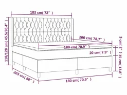 Cama box spring colchón y luces LED tela gris taupe 180x200 cm^Clicnbuy Clearance
