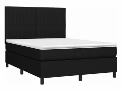 Clicnbuy Cama box spring colchón y luces LED tela negro 140x190 cm