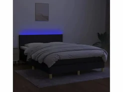 Cama box spring colchón y luces LED tela negro 140x190 cm^Clicnbuy Best