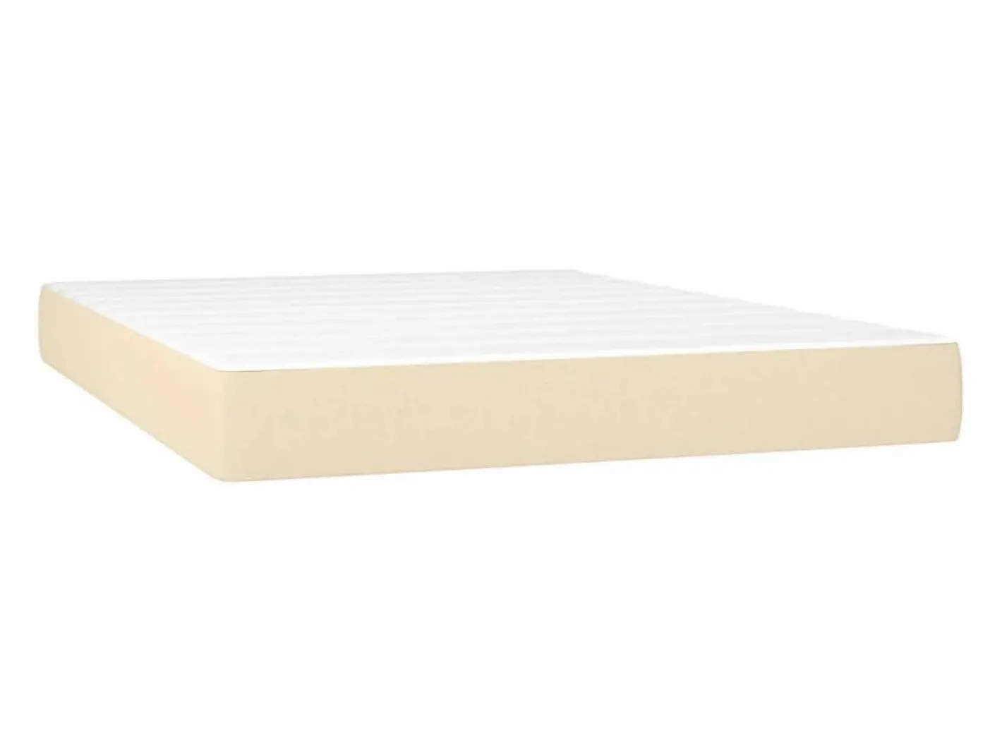 Cama box spring colchón y luces LED tela crema 140x190 cm^Clicnbuy Best