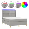Clicnbuy Somier Tapizado|Somier - 140X190Cm|Cama box spring colchón y luces LED tela gris claro 140x190 cm