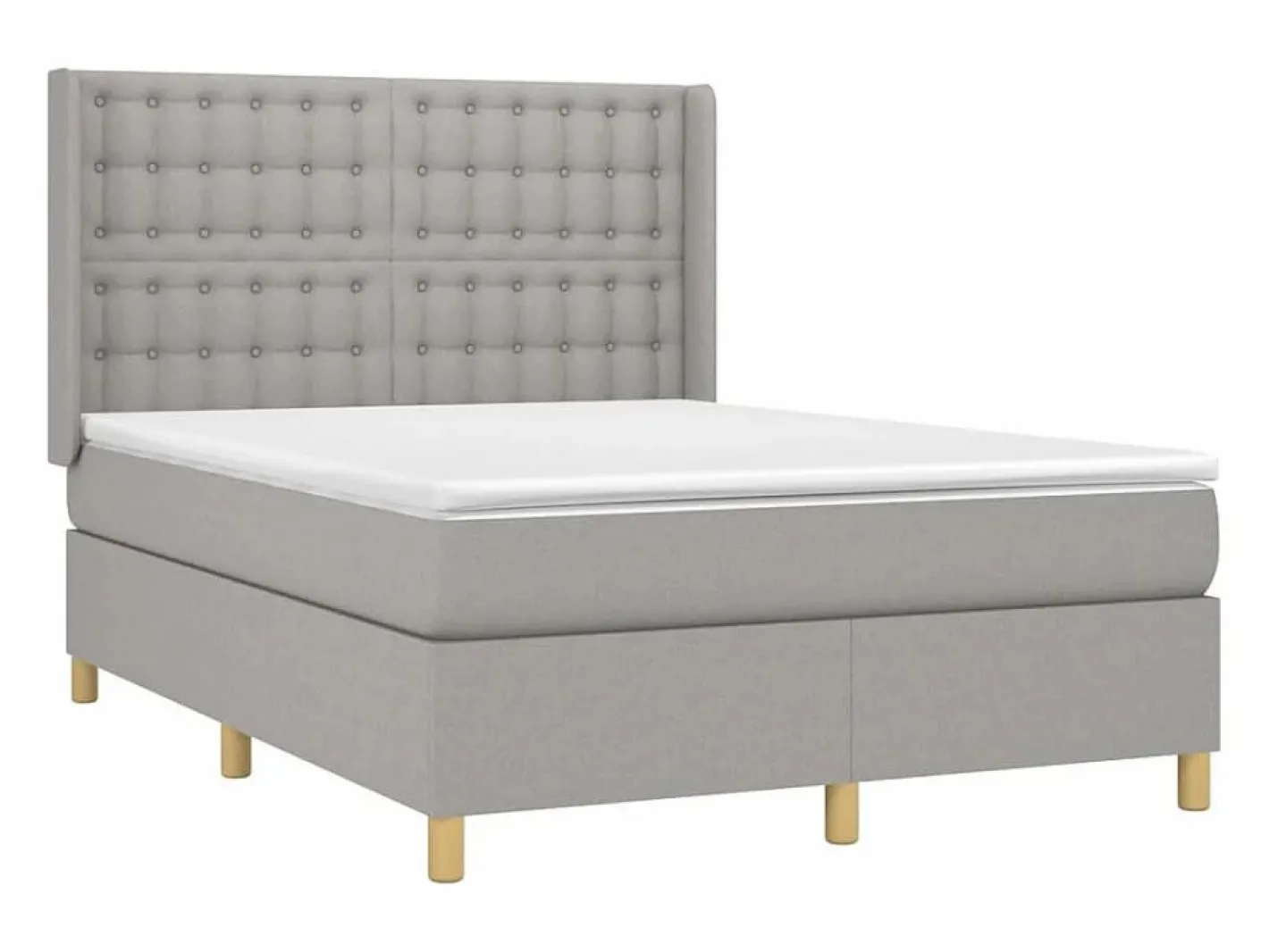 Clicnbuy Somier Tapizado|Somier - 140X190Cm|Cama box spring colchón y luces LED tela gris claro 140x190 cm