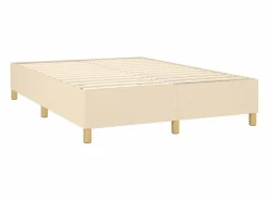 Clicnbuy Cama box spring colchón y luces LED tela crema 140x190 cm Clearance