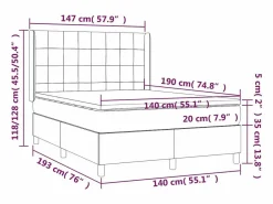 Clicnbuy Cama box spring colchón y luces LED tela crema 140x190 cm Clearance