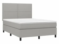 Clicnbuy Somier - 140X190Cm|Cama box spring colchón y luces LED tela gris claro 140x190 cm