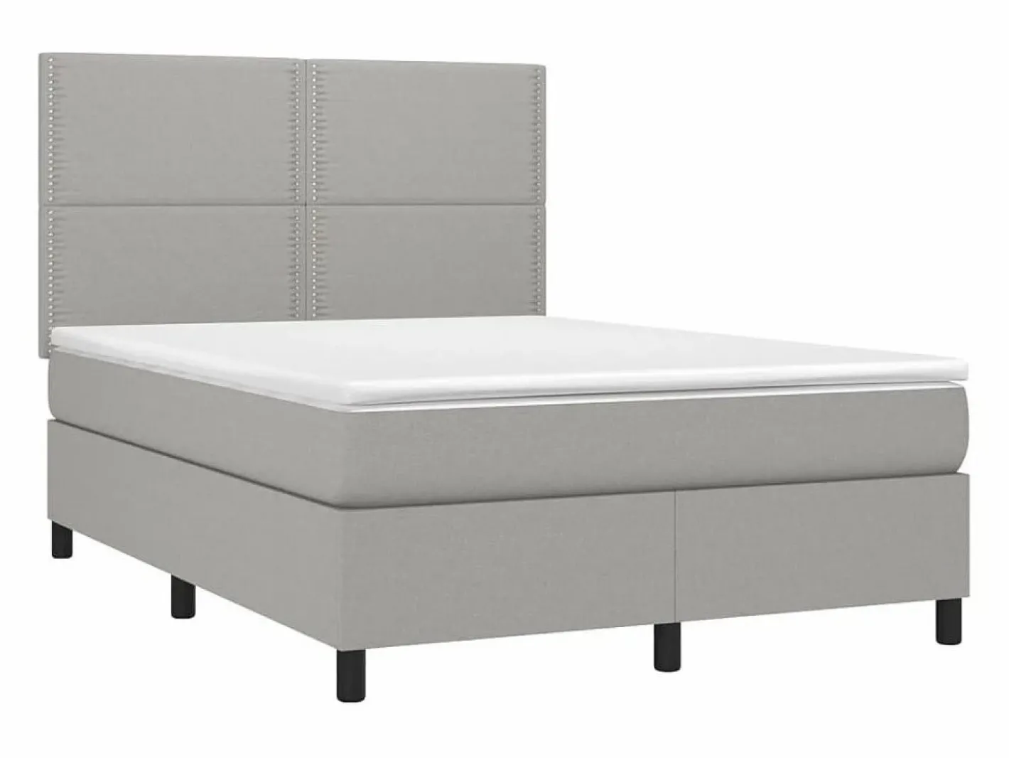 Clicnbuy Somier - 140X190Cm|Cama box spring colchón y luces LED tela gris claro 140x190 cm